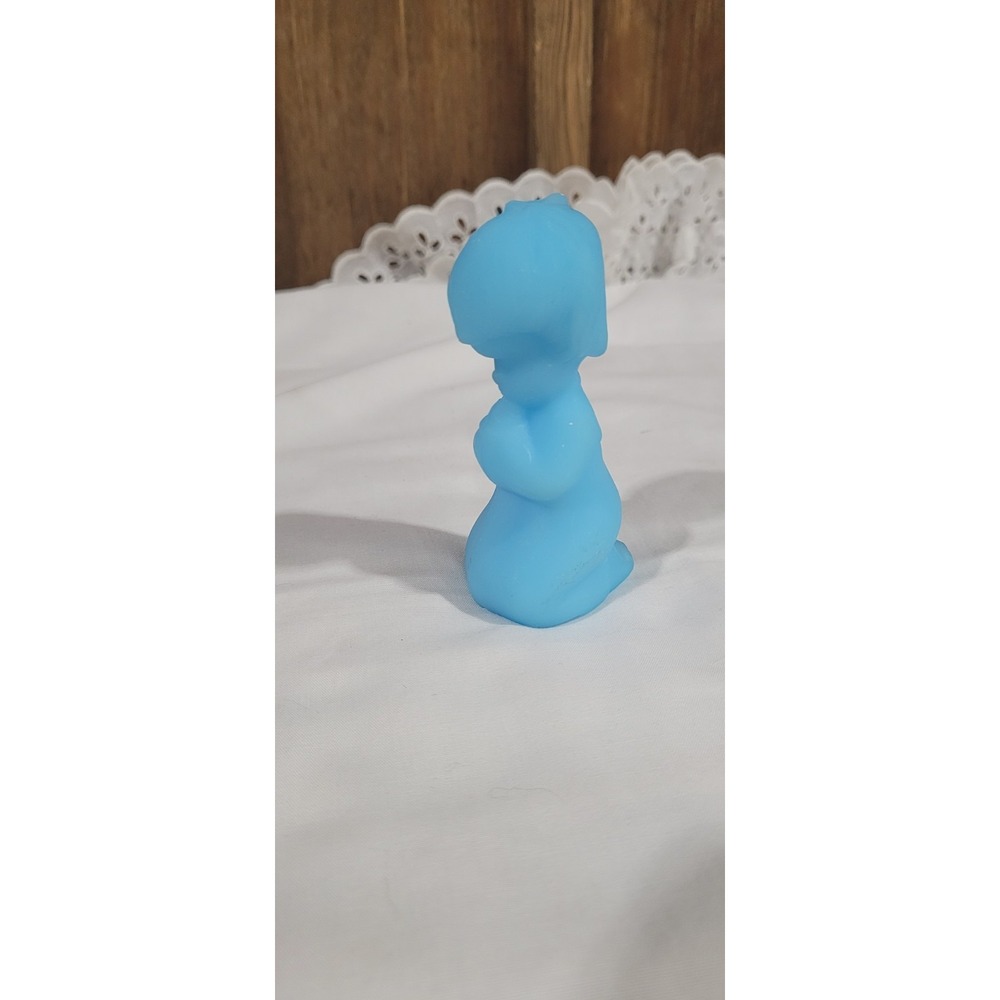 Fenton Little Girl Praying Satin Blue Glass Figurine 3.75 in